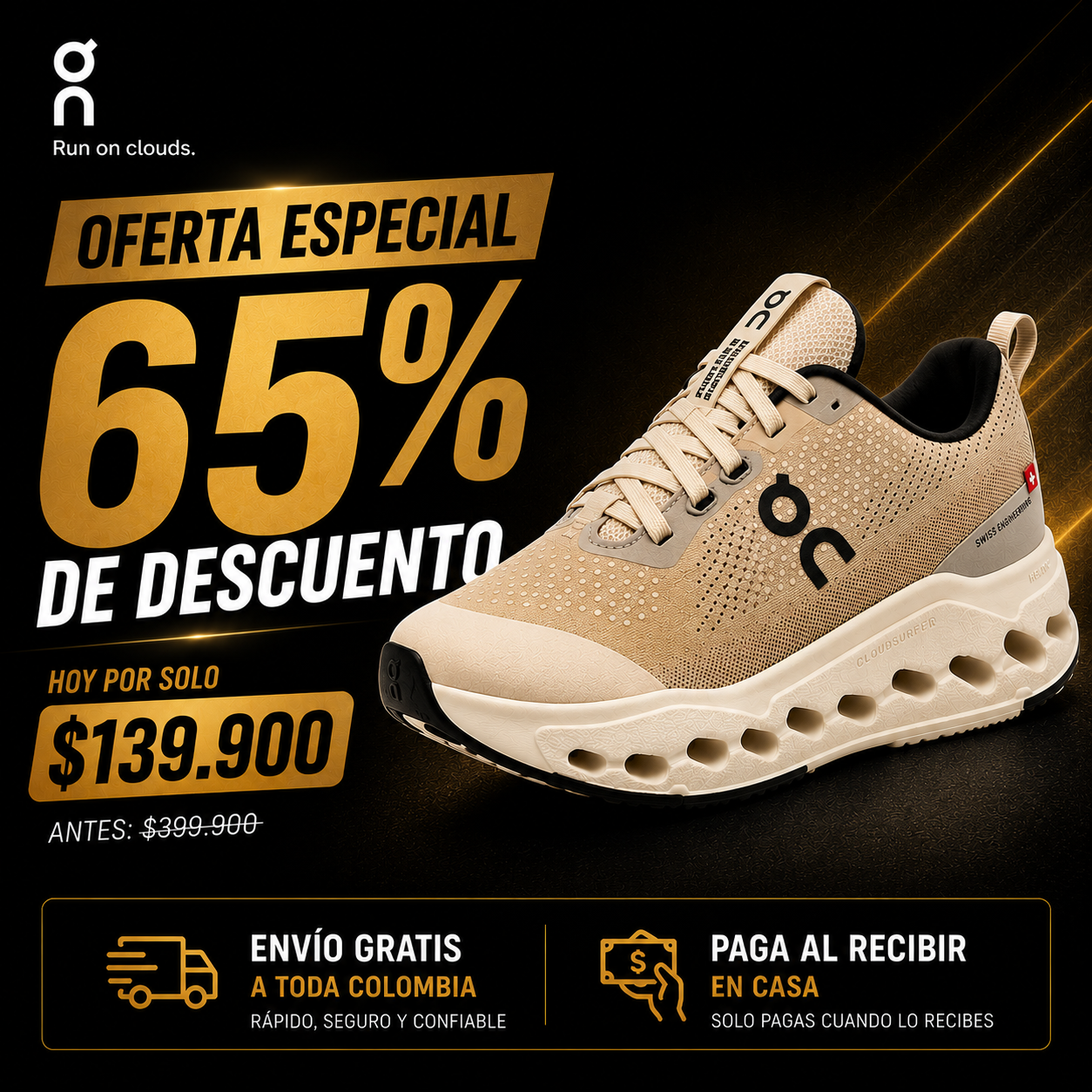 Tenis On Cloudsurfer - Últimas unidades a precio especial